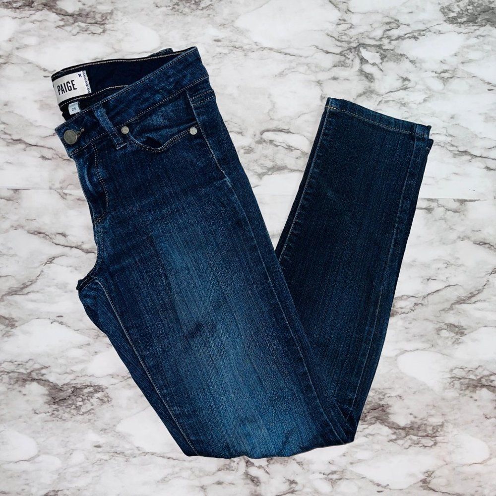 Paige Jeans Skyline Skinny Dark Wash Blue Women 25 Preppy Old Money College